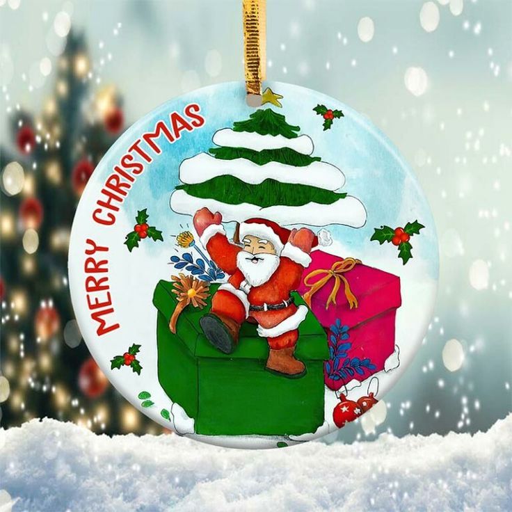 Merry Christmas Santa Ornament Png, Round Christmas Ornament Merry Christmas Santa Ornament Png, Round Christmas Ornament
