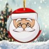 Christmas Santa Face Ornament Png, Round Christmas Ornament