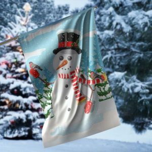 Winter Snowman Bird Garden Flag – 12×18 Garden Flag