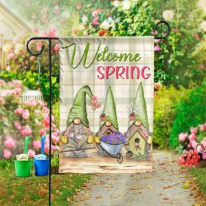 Welcome Spring Gnome Garden Flag – 12×18 Garden Flag