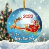 Funny Gas Price 2022 Santa Ornament Png, Round Christmas Ornament