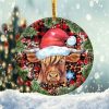 Christmas Brown Cow Ornament Png, Round Christmas Ornament