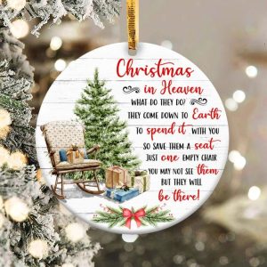 Christmas in Heaven Ornament Png, Round Christmas Ornament
