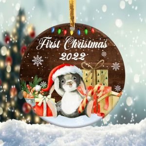 Christmas Rabbit Ornament Png, Round Christmas Ornament