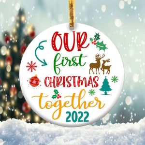 First Christmas Together Ornament Png, Round Christmas Ornament