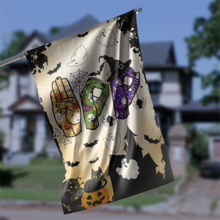 Boo Sign Language Halloween Garden Flag – 12×18 Garden Flag Boo Sign Language Halloween Garden Flag - 12x18 Garden Flag