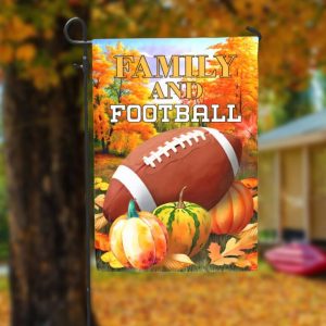 Family And Football Thanksgiving Garden Flag - 12x18 Garden Flag