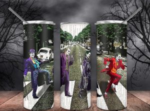 Joker Beatles Abbey Road Parody Joker Tumbler PNG, 20oz Skinny Tumbler PNG