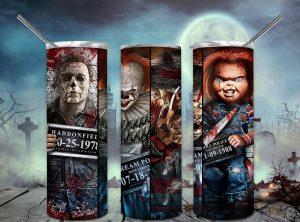Horror Movie Stars Halloween Characters Tumbler PNG, 20oz Skinny Tumbler PNG