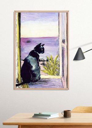 Matisse Open Window Cat Poster Print, Digital Poster Wall Art