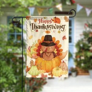 Happy Thanksgiving Turkey Garden Flag - 12x18 Garden Flag