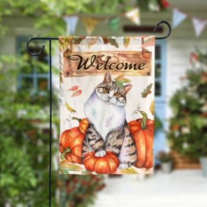 Thanksgiving Cat Welcome Garden Flag - 12x18 Garden Flag