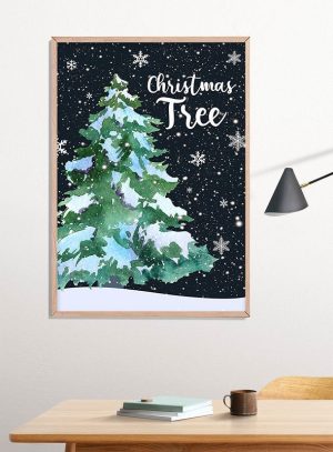 Christmas Tree Poster Print, Digital Poster Wall Art
