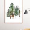 Chrsitmas Tree and Deer Poster Print, Digital Poster Wall Art