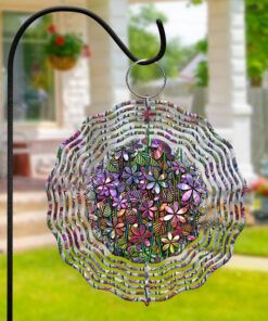 Stained Glass Flowers Wind Spinner PNG File