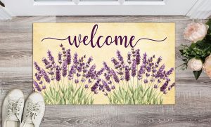 Floral Spring Lavender Front Porch Decor Doormat for The Entrance Way