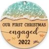 Our First Christmas Engaged Beach Ornament Png