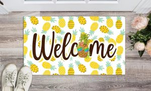 Welcome Pineapple Front Porch Decor Doormat for The Entrance Way