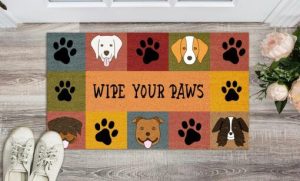 Wipe Your Paws Dog Front Porch Decor Doormat for The Entrance Way
