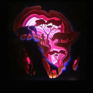Africa, Safari, Elephant 3D Paper Cut Light Box Template