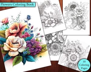 10 Beautiful Flowers Coloring Page