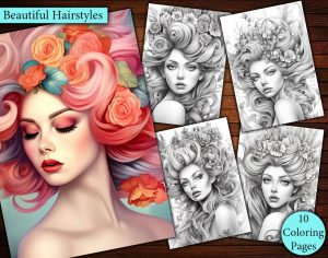 10 Beautiful Hairstyles Coloring Page