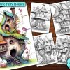 10 Bird Style Fairy Houses Coloring Page