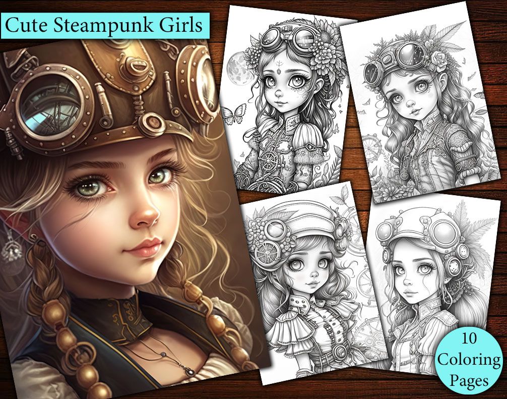 10 Cute Steampunk Girls Coloring Page 10 Cute Steampunk Girls Coloring Page