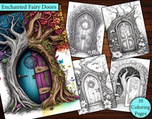 10 Enchanted Fairy Doors Coloring Page