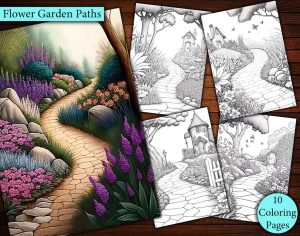 10 Flower Garden Paths Coloring Page