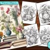 10 Vintage Flowers Objects Coloring Page