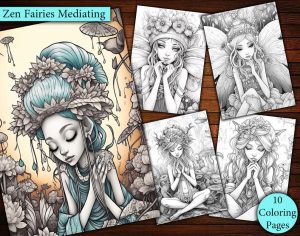 10 Zen Fairies Meditating Coloring Page