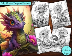 12 Baby Flower Dragon Coloring Page