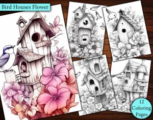 12 Cute Bird Hourse Coloring Page
