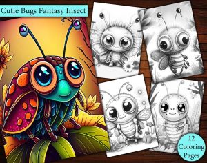 12 Cutie Bugs Insect Cartoon Coloring Page