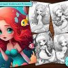 12 Cutie Mermaid Underwater Princess Coloring Page