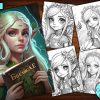 12 Elf Girls Enchanted Coloring Page