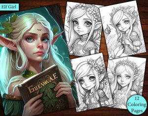 12 Elf Girls Enchanted Coloring Page