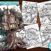 12 Enchanted Tree Houses Coloring Page