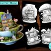 12 Fairy Homes Tea Cups And Terrariums Coloring Page