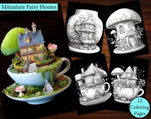 12 Fairy Homes Tea Cups And Terrariums Coloring Page