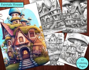 12 Fairytale Houses Coloring Page