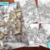 12 Fantasy Villages Coloring Page