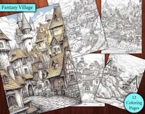 12 Fantasy Villages Coloring Page
