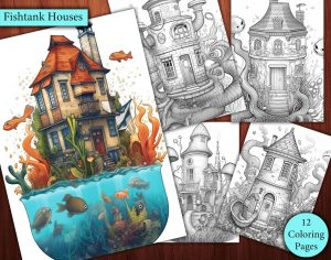 12 Fishtank House Coloring Page