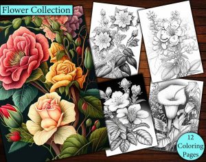 12 Flower Collection Coloring Page