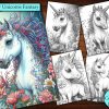 12 Flowers Unicorn Fantasy Coloring Page