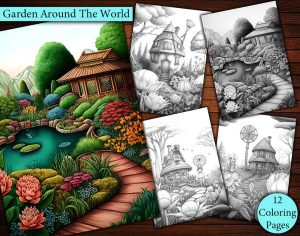 12 Gardens Around The World Coloring Page