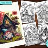 12 Gnome Fairy Houses Coloring Page