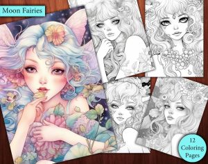 12 Moon Fairies Coloring Page